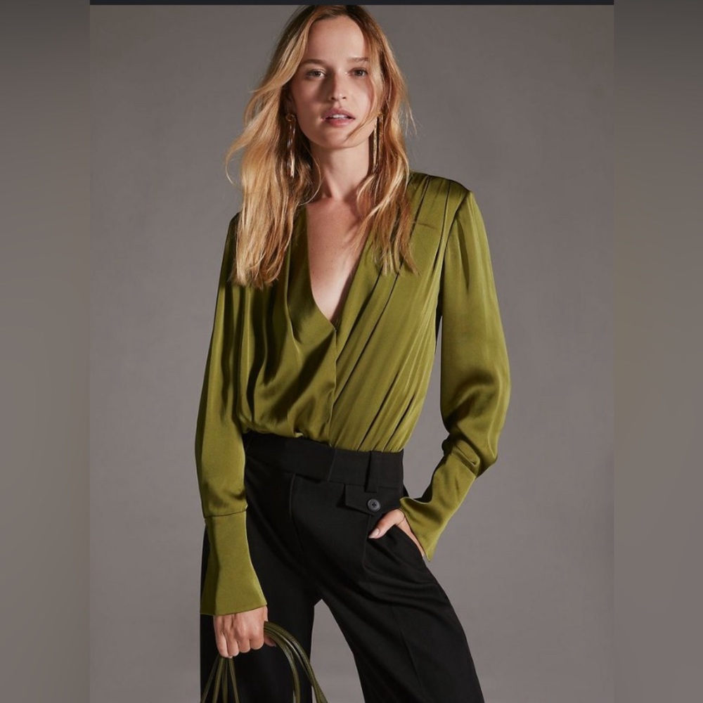 Favorite Daughter The Date Blouse Bodysuit Color Moss Size XS